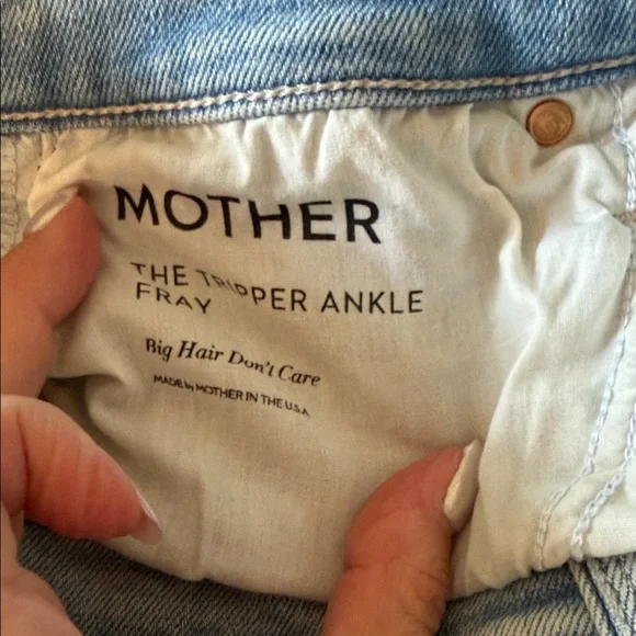 MOTHER Tripper Ankle Fray Size 25 Light Blue High-Rise Straight Jeans - Picture 5 of 5